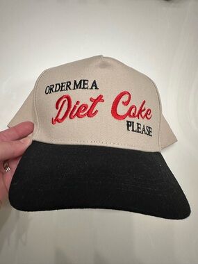 Snapback Baseball Hat "Order Me a Diet Coke Please" Beige Black Red Diet Coke OS